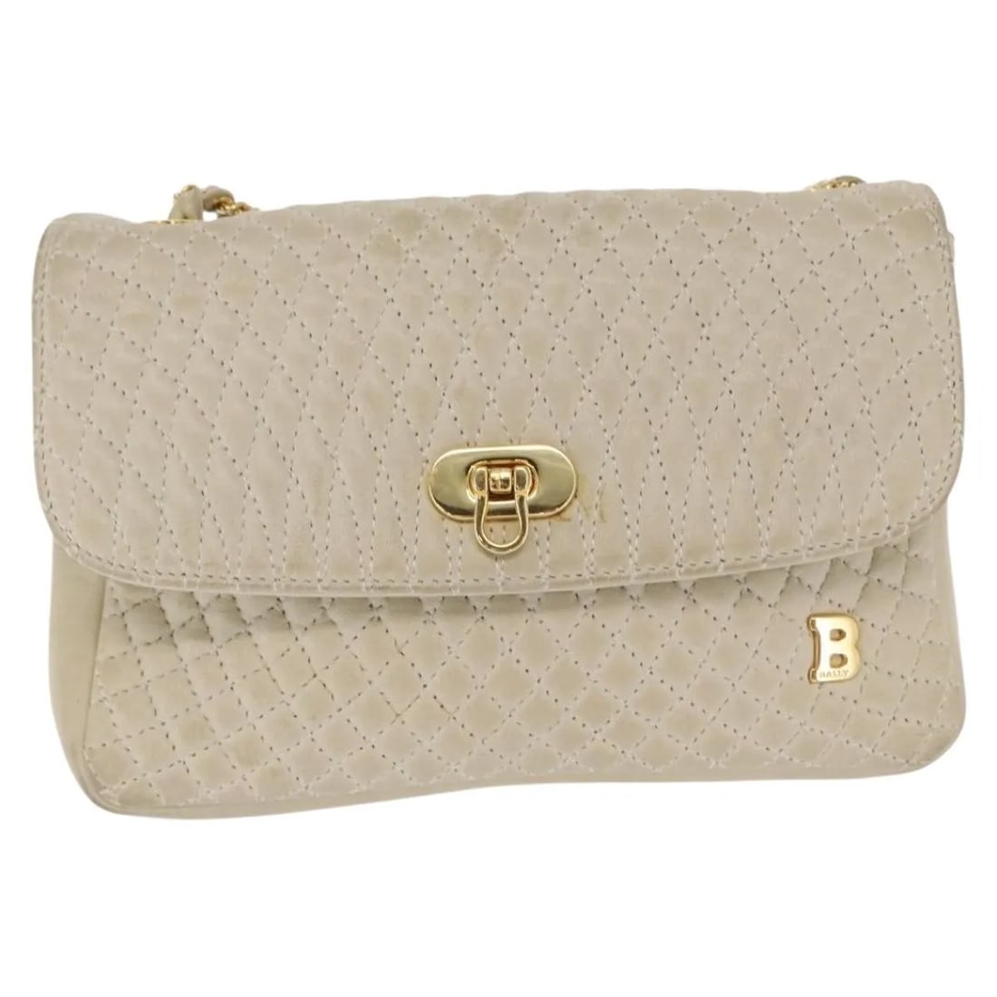 Bally Vintage Chain Shoulder Bag in Beige Quilted Leather (1 of 18)