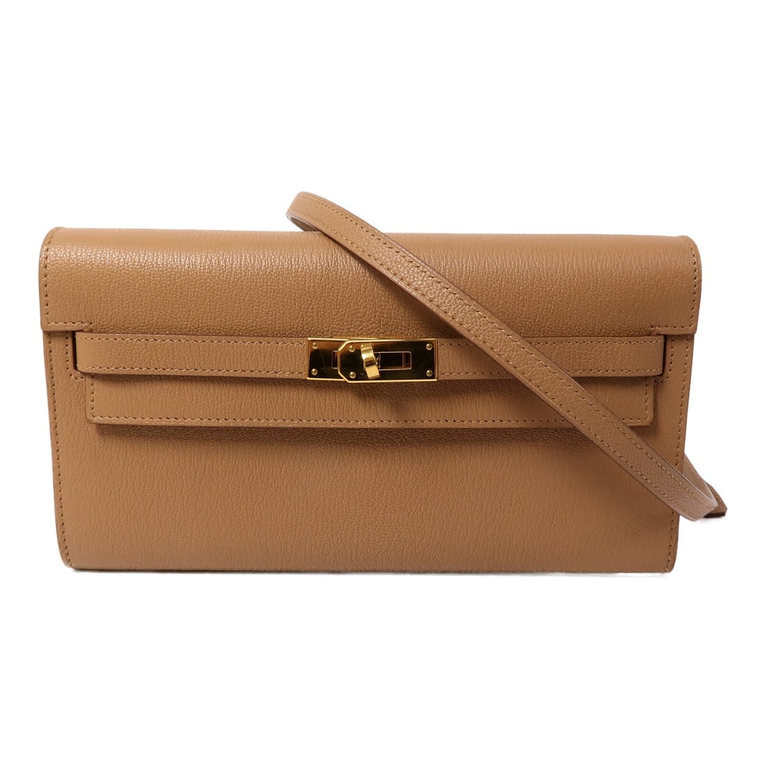 Hermes Kelly To Go Beige Chevre Leather Shoulder Bag GHW (1 of 17)