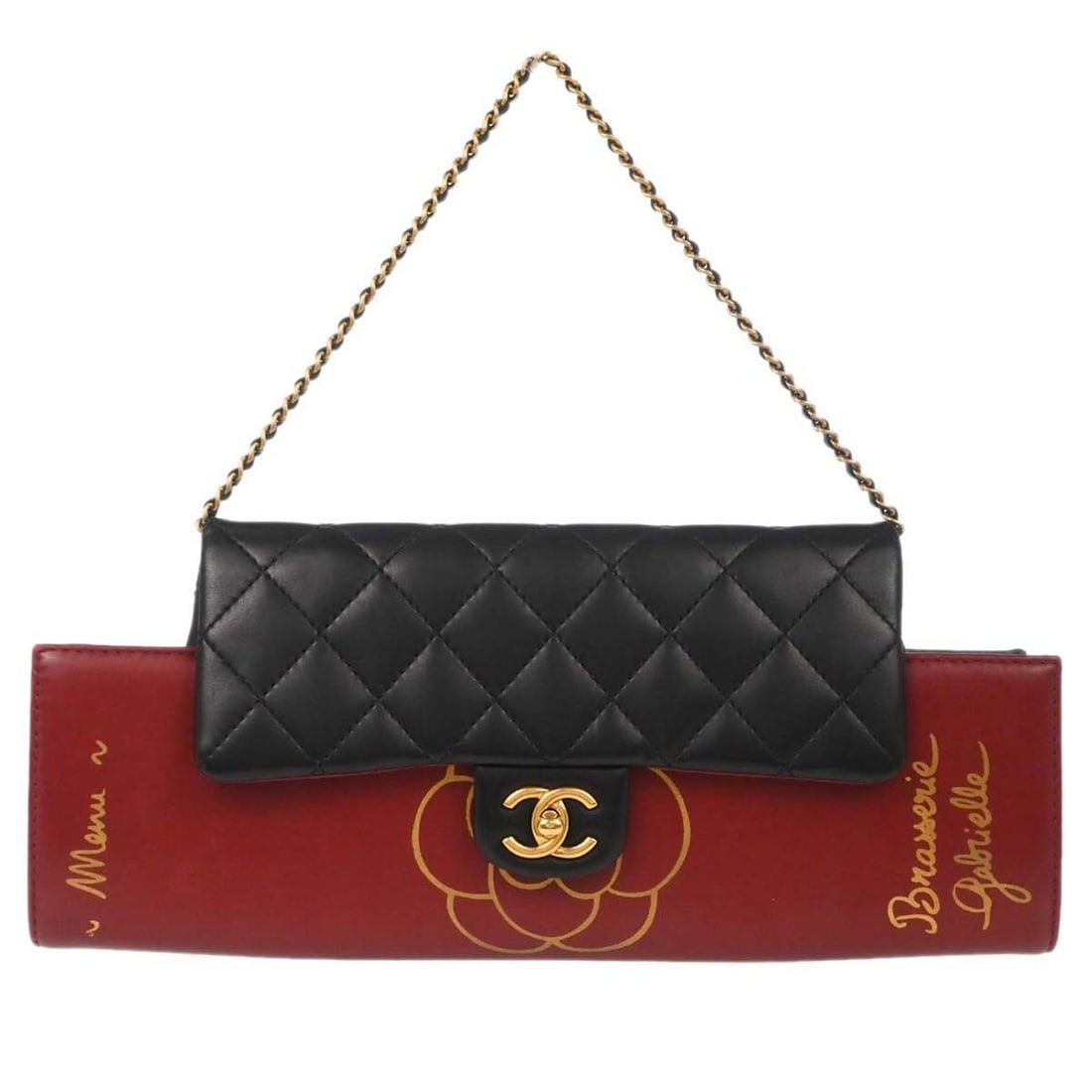 CHANEL Gabrielle Menu black lambskin top handle clutch (1 of 18)