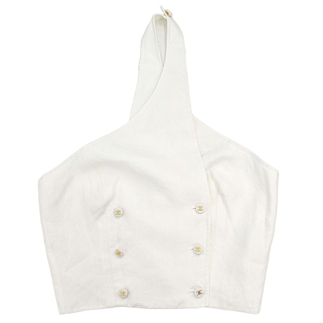 Chanel white linen sleeveless tank top FR 36 (1 of 15)