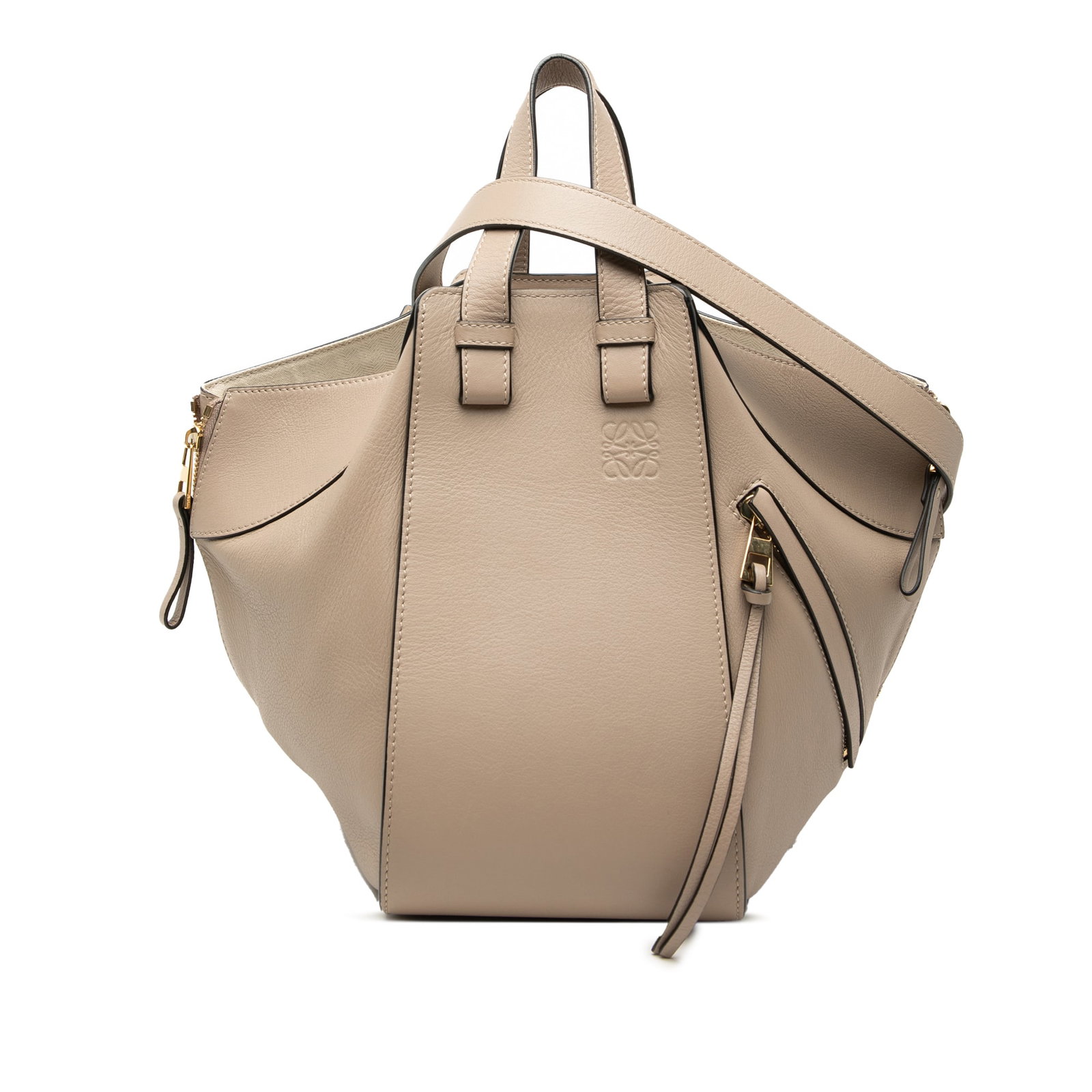LOEWE Hammock Drawstring Small Grained Calfskin Leather Bag Beige (1 of 7)