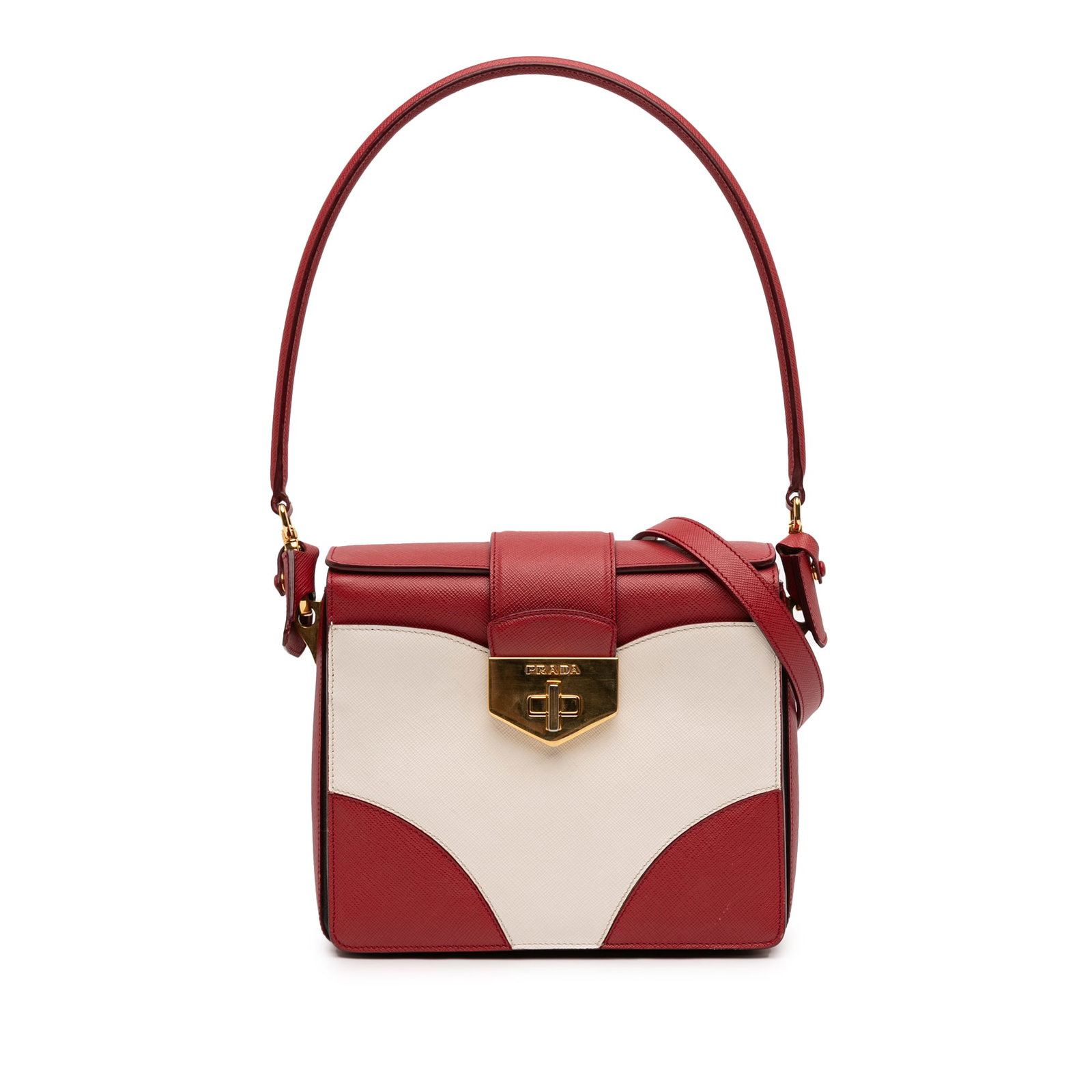 Prada Saffiano Leather Satchel with Turnlock Closure in Two Tone (1 of 11)