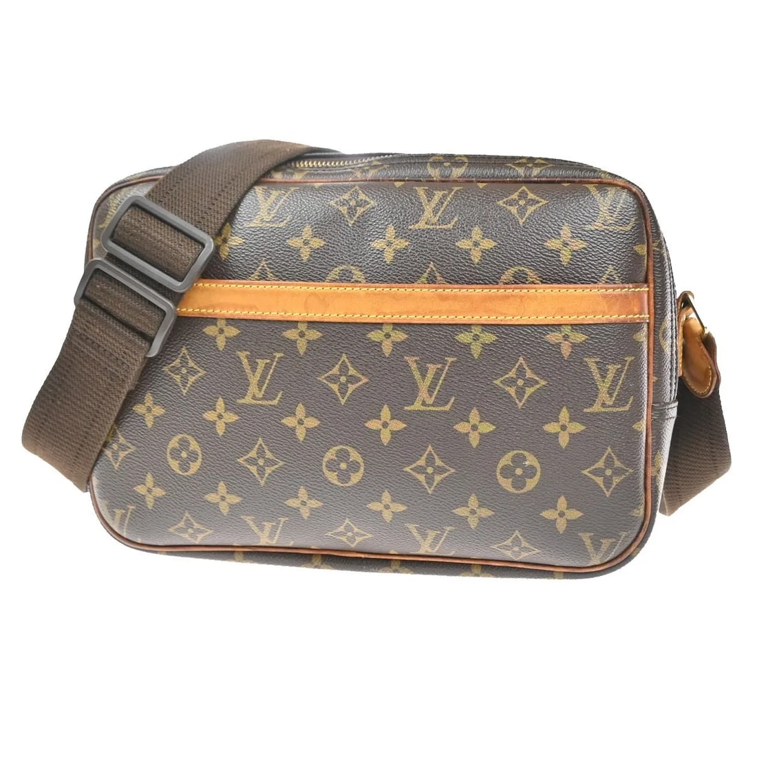 Louis Vuitton Monogram Canvas Reporter Shoulder Bag Unisex Brown: Louis Vuitton Monogram Canvas Reporter Shoulder Bag Unisex Brown This Louis Vuitton Reporter Bag features the iconic Monogram Canvas in a classic brown color. Designed for unisex use, it offers a spac