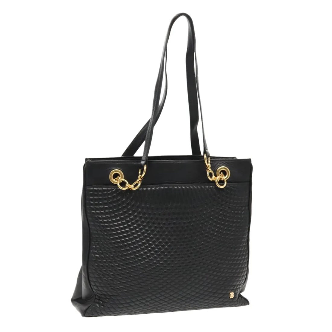 Bally Vintage Black Quilted Leather Tote Bag Italy: Bally Vintage Black Quilted Leather Tote Bag Italy This Bally vintage tote bag features a classic quilted leather design in black, suitable for both men and women. Crafted in Italy, the bag displays t