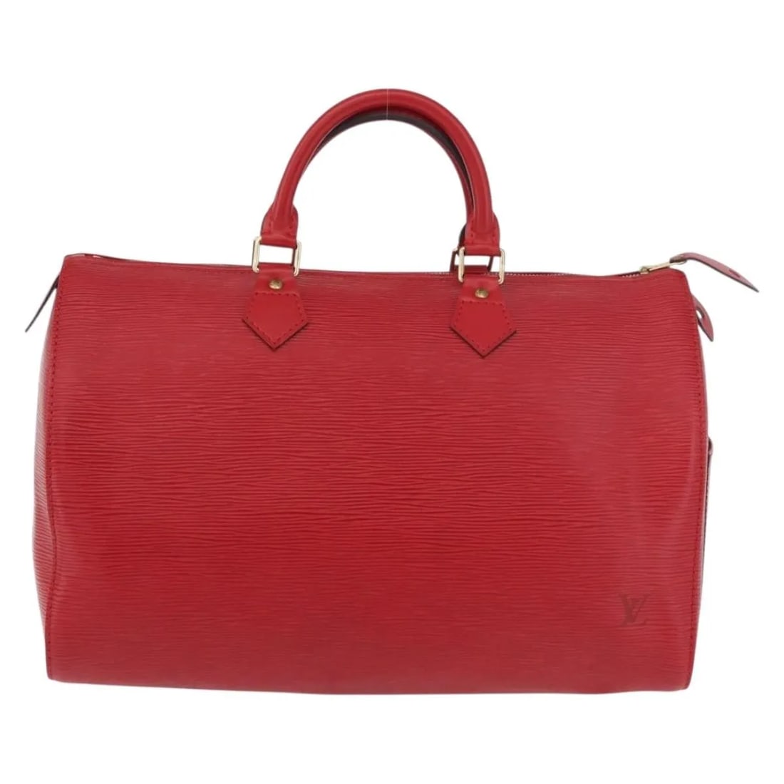 Louis Vuitton Speedy handbag in red leather: Louis Vuitton Speedy handbag in red leather Louis Vuitton Speedy bag in red leather with a structured silhouette and classic design. Made in France, this piece shows overall good condition with light 