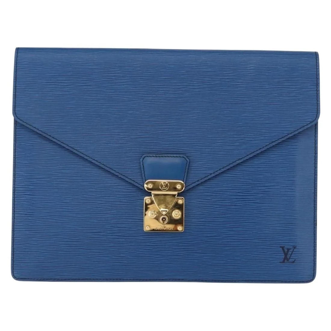 Epi Leather Blue Porte-Documents Senateur Briefcase by Louis Vuitton: Epi Leather Blue Porte-Documents Senateur Briefcase by Louis Vuitton This Louis Vuitton Porte-Documents Senateur bag is crafted from blue Epi leather and designed for unisex use. The bag shows slight 