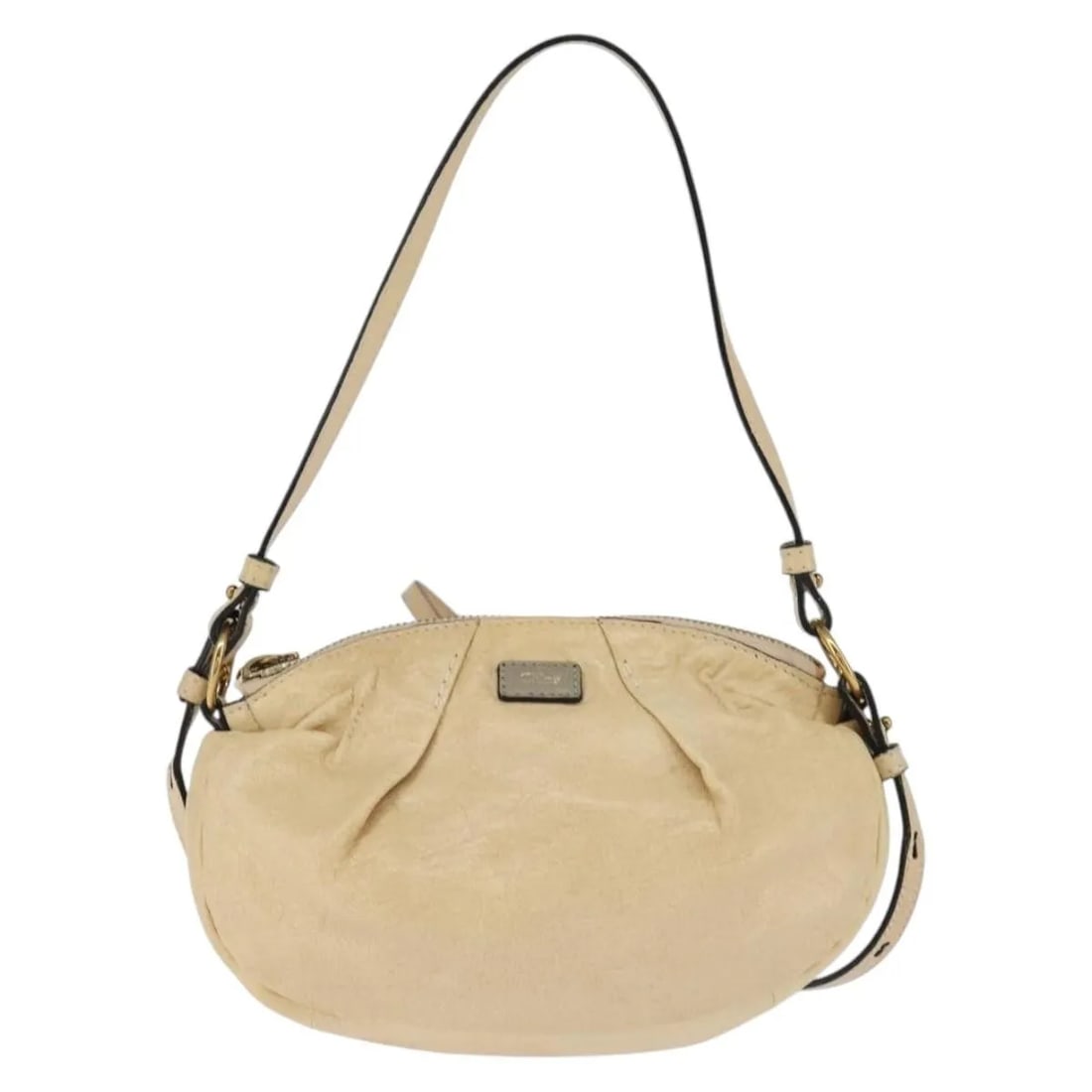 Chloe Vintage beige leather shoulder bag made in Spain: Chloe Vintage beige leather shoulder bag made in Spain This vintage Chloe shoulder bag features beige leather construction with metal fittings. Designed for women, the bag measures 21cm x 15cm x 6cm a