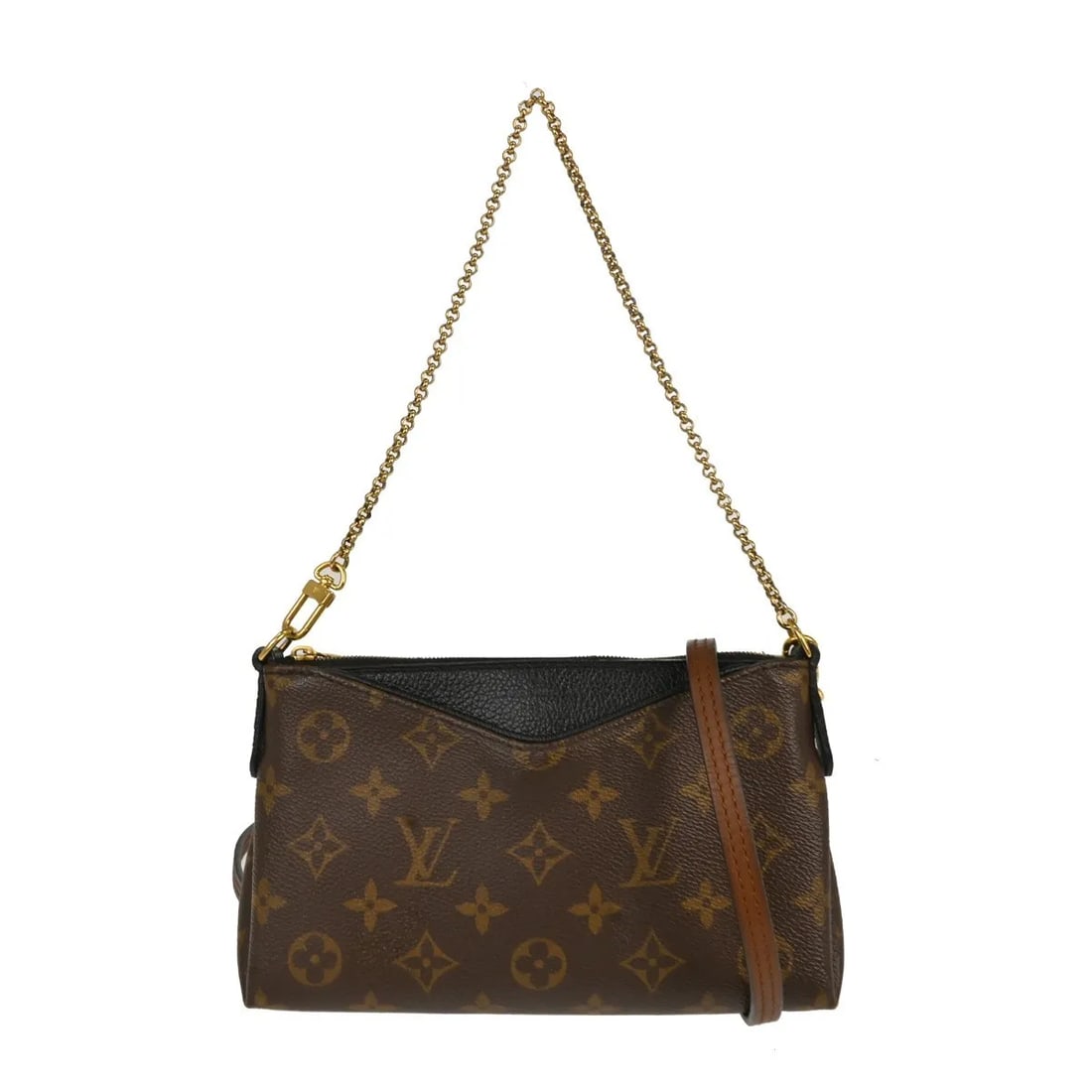 Louis Vuitton Pallas Clutch Brown Monogram Canvas Leather: Louis Vuitton Pallas Clutch Brown Monogram Canvas Leather Louis Vuitton Pallas Clutch in brown monogram canvas. This women's clutch is made in Spain and remains in good used condition, showing some we