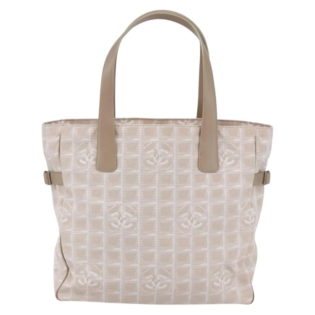 Chanel Pink Canvas Travel Line Tote Bag 35cm by 40cm by 12cm: Chanel Pink Canvas Travel Line Tote Bag 35cm by 40cm by 12cm This pre-owned Chanel Travel Line Tote in pink canvas is designed for women. The tote shows typical signs of use including surface rubbing,