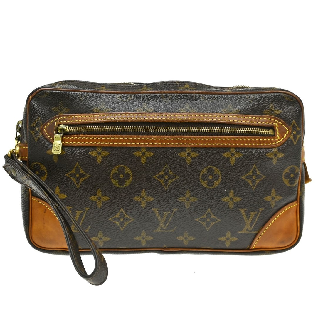 Louis Vuitton Marly Dragonne GM Monogram Leather Clutch M51825: Louis Vuitton Marly Dragonne GM Monogram Leather Clutch M51825 Vintage Louis Vuitton Marly Dragonne GM clutch bag in brown Monogram canvas with leather trim and a brown lining. This unisex clutch