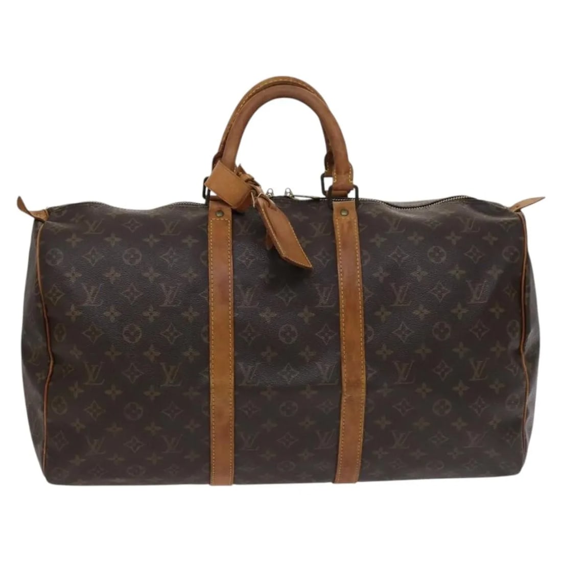 Keepall Monogram Canvas Travel Bag by Louis Vuitton: Keepall Monogram Canvas Travel Bag by Louis Vuitton This Louis Vuitton Keepall Bag features the iconic Monogram canvas in brown and is designed for unisex use. The bag shows signs of wear including ou