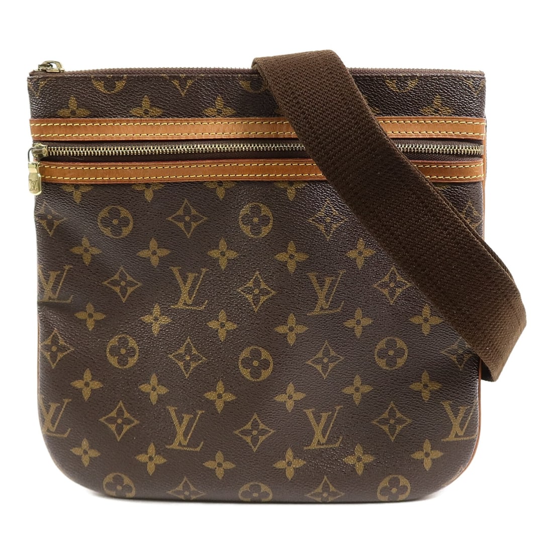 Louis Vuitton Pochette Bosphore Monogram Brown Shoulder Bag GHW: Louis Vuitton Pochette Bosphore Monogram Brown Shoulder Bag GHW This Louis Vuitton Pochette Bosphore shoulder bag features the iconic Monogram canvas in brown with gold-tone hardware. Crafted from dur