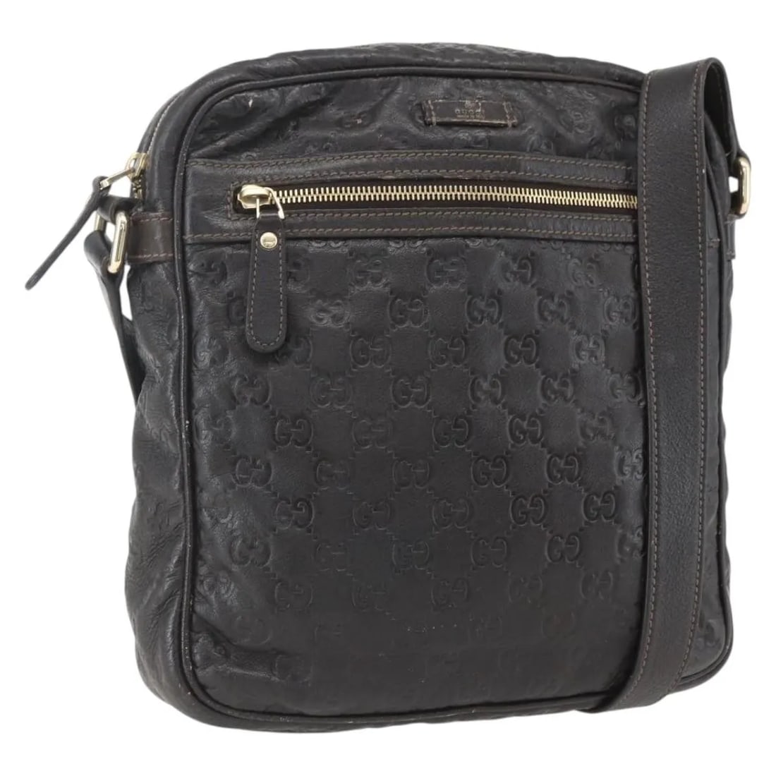 Brown Leather Messenger Bag Gucci Front Zip Guccissima Pattern: Brown Leather Messenger Bag Gucci Front Zip Guccissima Pattern This Gucci Front Zip Messenger bag is crafted from brown Guccissima leather and is designed for unisex use. Made in Italy, it features a 