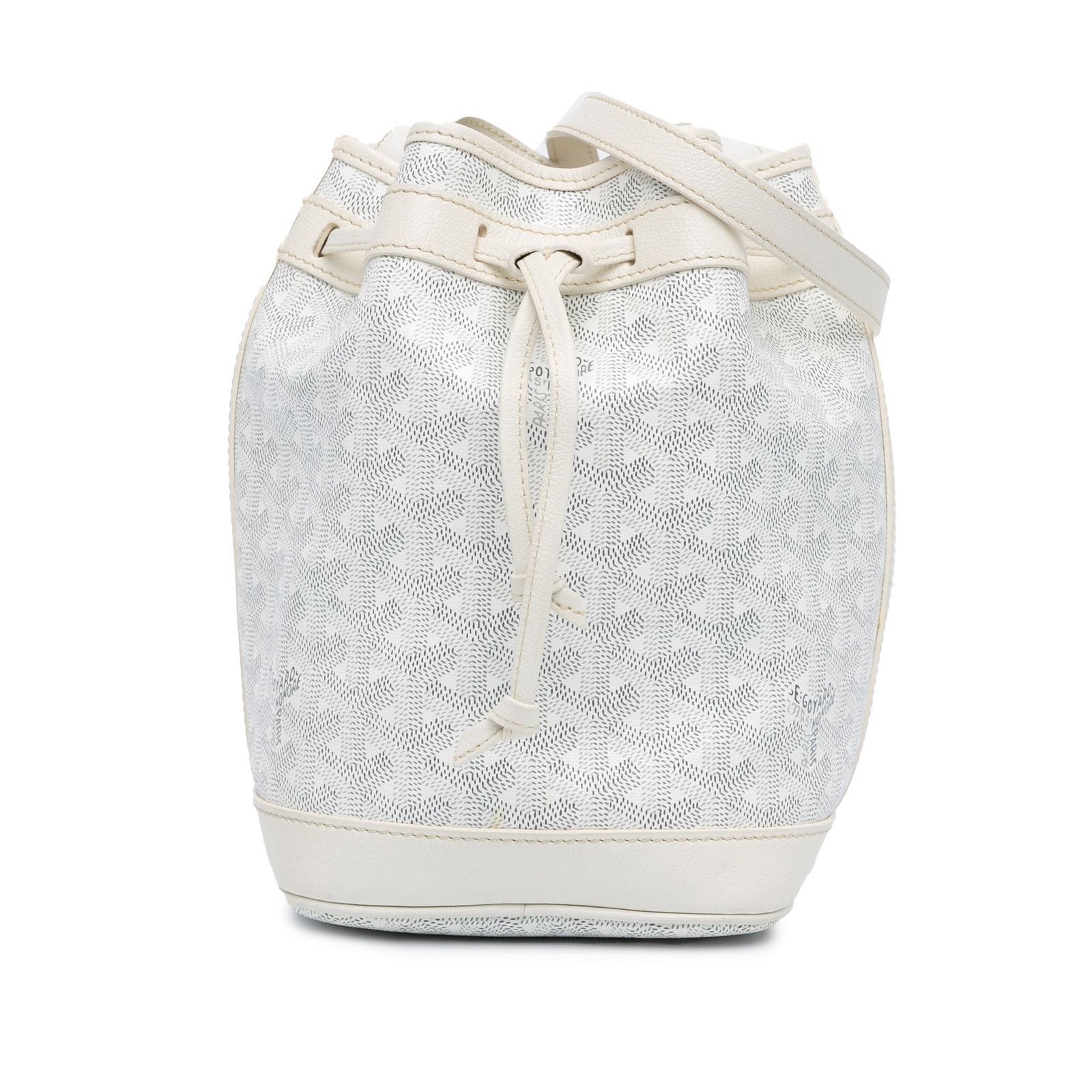 Goyardine Petit Flot White Bucket Bag with Leather Trim (1 of 7)