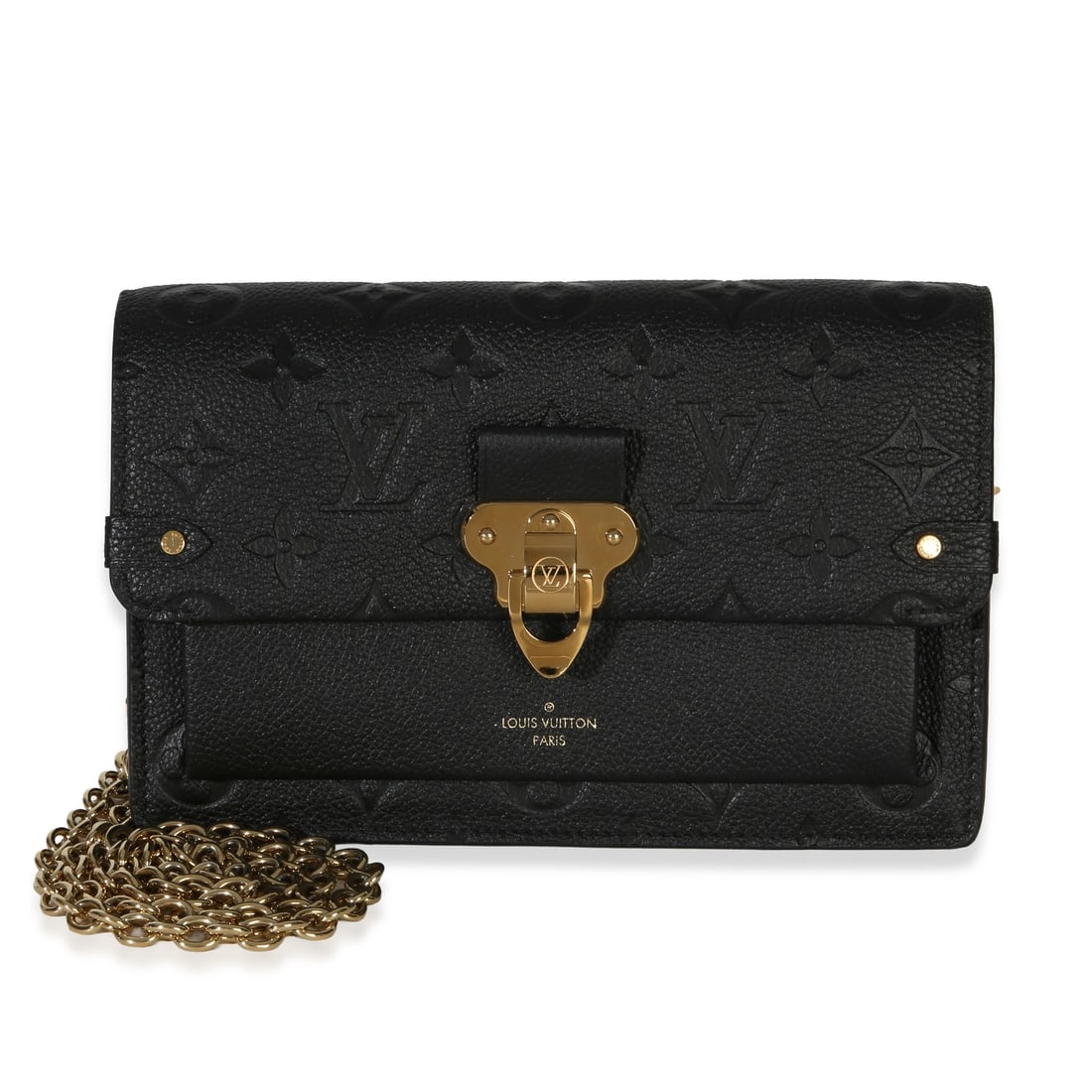 Louis Vuitton Empreinte Vavin PM Black Leather Chain Wallet: Louis Vuitton Empreinte Vavin PM Black Leather Chain Wallet This Louis Vuitton Black Monogram Empreinte Vavin Chain Wallet features a sophisticated black leather exterior with the signature monogram e
