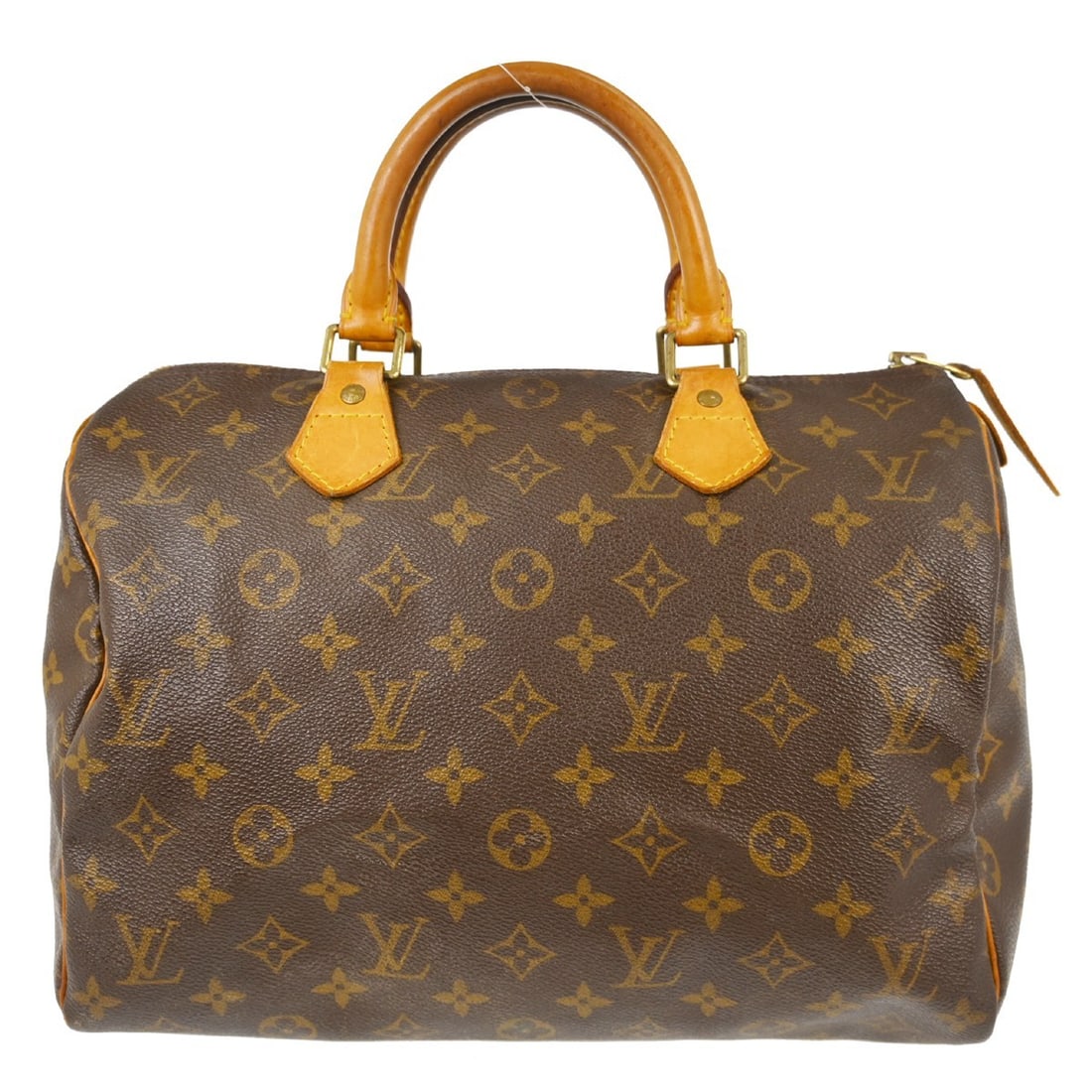 Louis Vuitton Speedy 30 Monogram Canvas Satchel M41526 France: Louis Vuitton Speedy 30 Monogram Canvas Satchel M41526 France Vintage Louis Vuitton Speedy 30 handbag in Monogram canvas with leather double handles and a zip closure. This satchel-style top handle ba