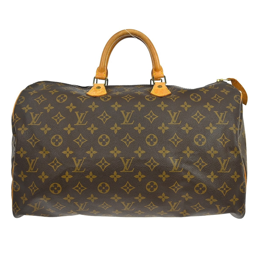 Louis Vuitton Speedy 40 Monogram Canvas Large Duffle Bag M41522: Louis Vuitton Speedy 40 Monogram Canvas Large Duffle Bag M41522 Vintage Louis Vuitton Speedy 40 handbag in brown Monogram canvas with leather trim and double handles. This large duffle-style bag featu
