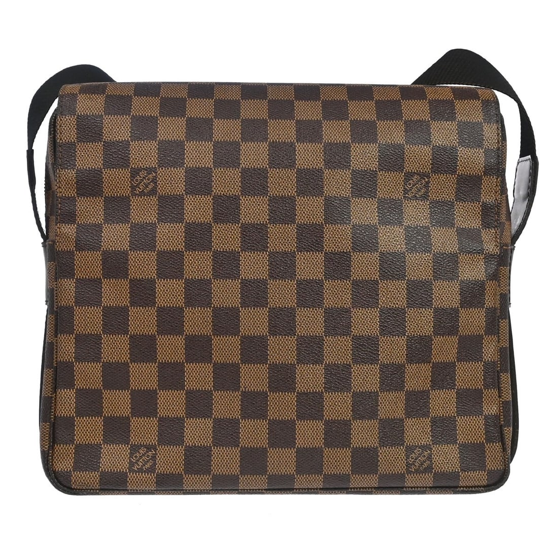 Louis Vuitton Naviglio Damier Canvas Shoulder Bag N45255: Louis Vuitton Naviglio Damier Canvas Shoulder Bag N45255 Vintage Louis Vuitton Naviglio shoulder bag in Damier Ebene canvas with leather trim and an adjustable shoulder strap. This medium bag features