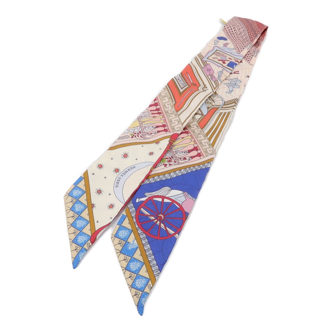 HERMES Twilly Silk Scarf Blue Pink Beige: HERMES Twilly Silk Scarf Blue Pink Beige Hermes twilly scarf in silk with a blue, pink, and beige color palette. Made in France, this women's scarf is presented in pristine condition. Specifications B
