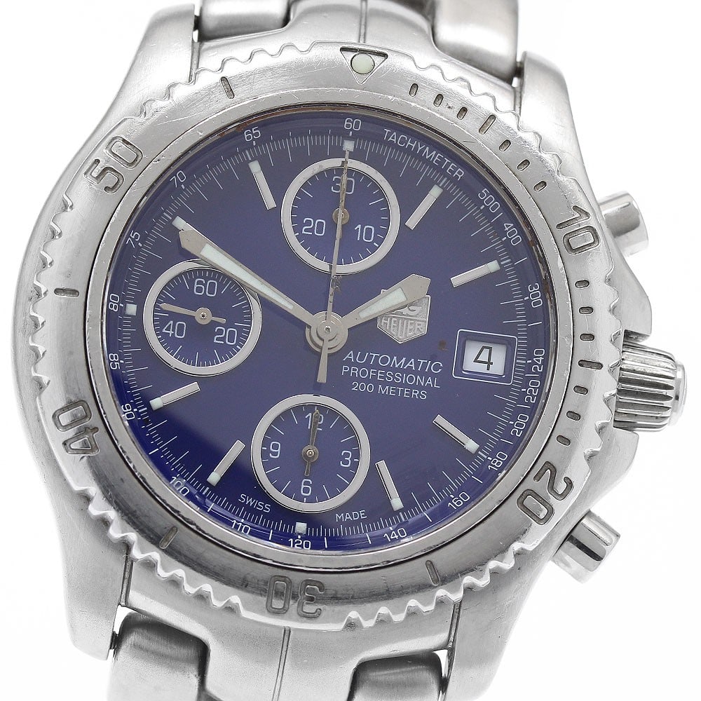 TAG Heuer Link CT2110 Automatic Chronograph Date Men's Watch: TAG Heuer Link CT2110 Automatic Chronograph Date Men's Watch This TAG Heuer Link Date Chronograph wristwatch, model CT2110, is a men's timepiece crafted in Switzerland. The watch features a navy dial,