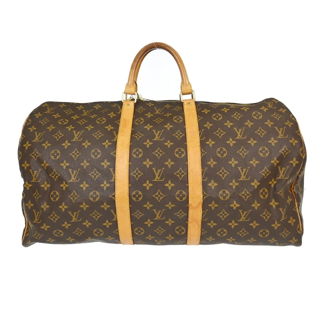 Louis Vuitton Keepall Brown Monogram Canvas Travel Bag: Louis Vuitton Keepall Brown Monogram Canvas Travel Bag Louis Vuitton Keepall in brown monogram canvas. This unisex bag is made in France and remains in good condition with visible wear from use. The e