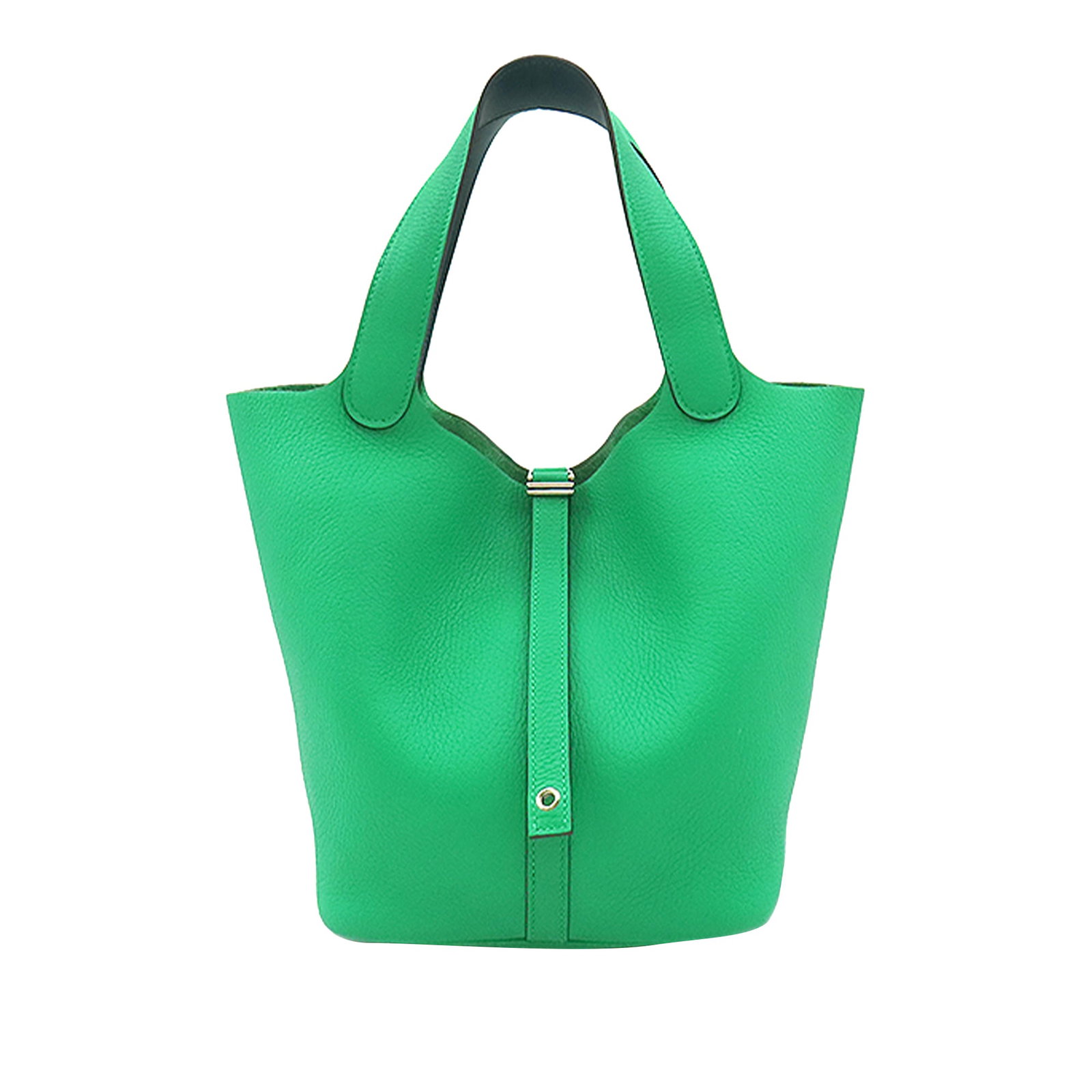 Hermes Picotin Lock 22 Clemence Leather Handbag Menthe: Hermes Picotin Lock 22 Clemence Leather Handbag Menthe Hermes Picotin Lock 22 in Menthe Clemence leather with flat leather handles and an open top with a flat strap and buckle closure. Includes the du