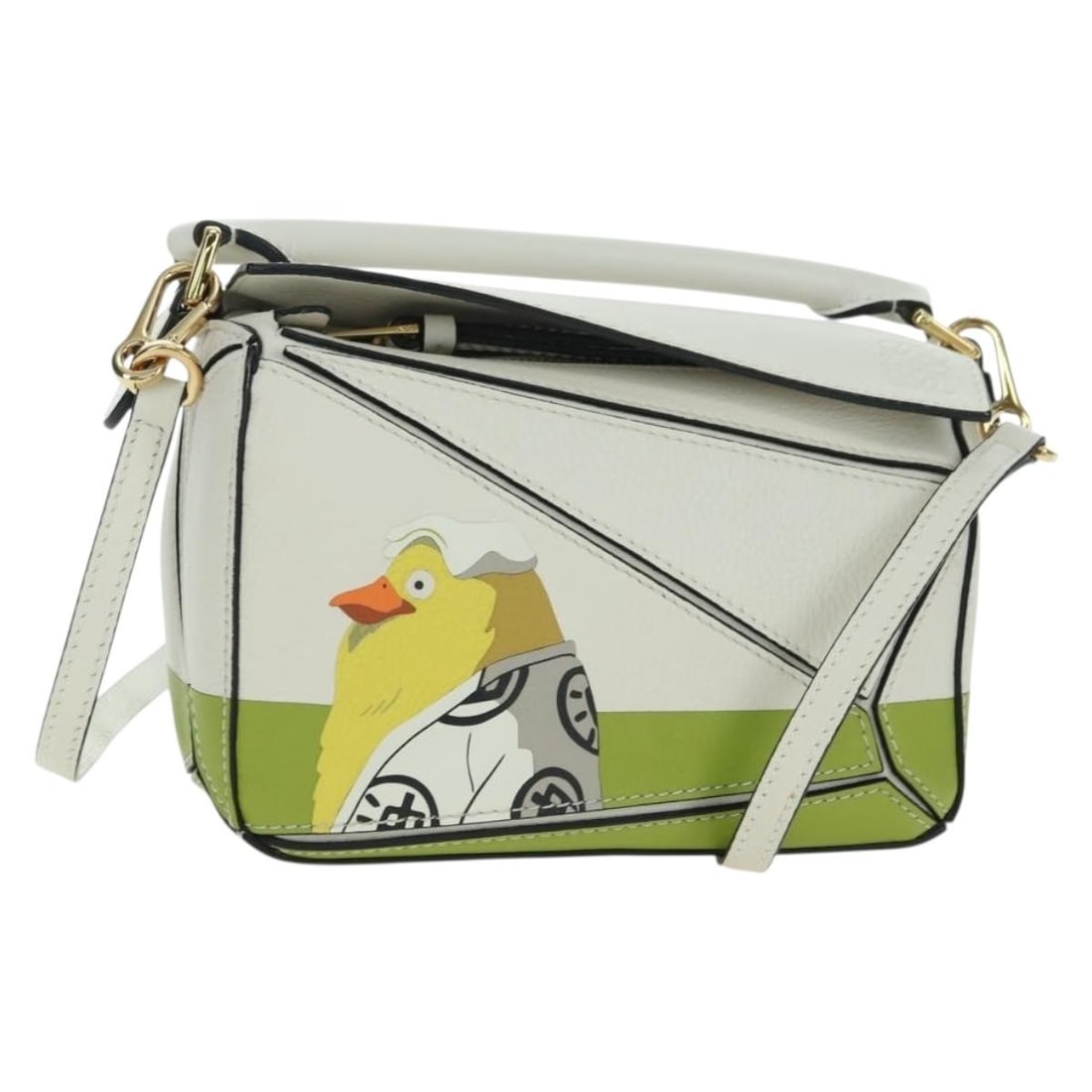 LOEWE Spirited Away Puzzle Mini 2way Leather Handbag: LOEWE Spirited Away Puzzle Mini 2way Leather Handbag This LOEWE x Studio Ghibli Spirited Away Puzzle Bag Mini features a unique Ootori Sama design and offers versatile 2-way carrying options as both a