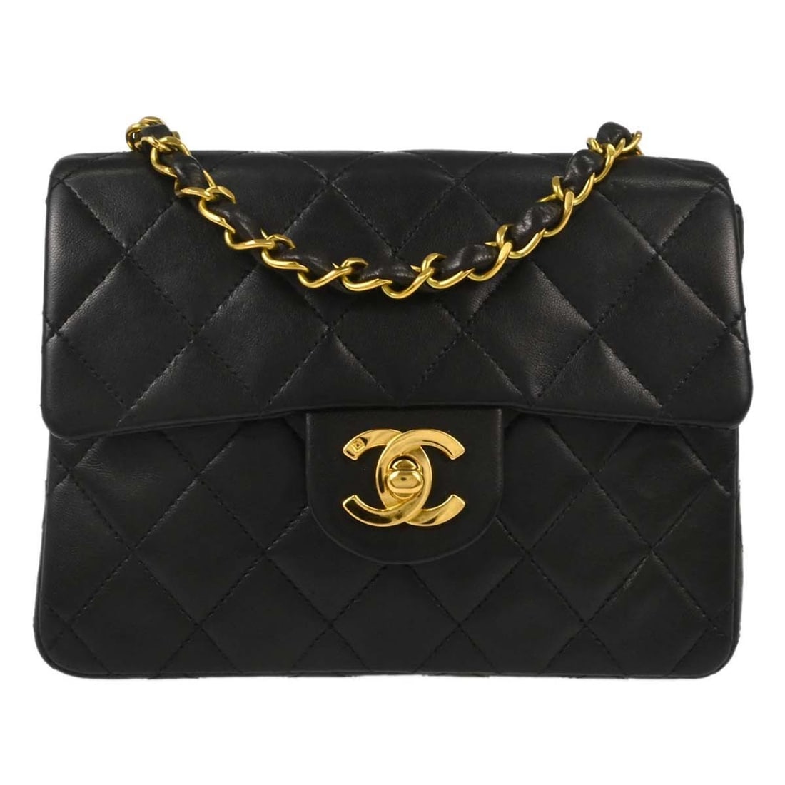 CHANEL Classic Flap Mini Square Shoulder Bag Black Lambskin (1 of 18)