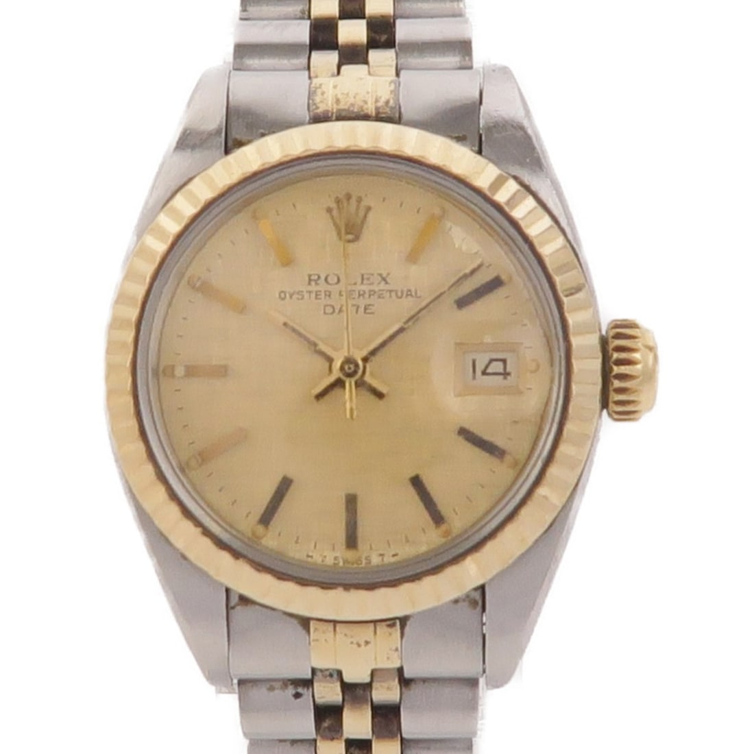 Rolex Oyster Perpetual Date 6917 Women's Automatic Stainless Steel and Gold Wristwatch: Rolex Oyster Perpetual Date 6917 Women's Automatic Stainless Steel and Gold Wristwatch This ROLEX Oyster Perpetual Date Automatic Watch model 6917 features a stainless steel case and band with gold ac