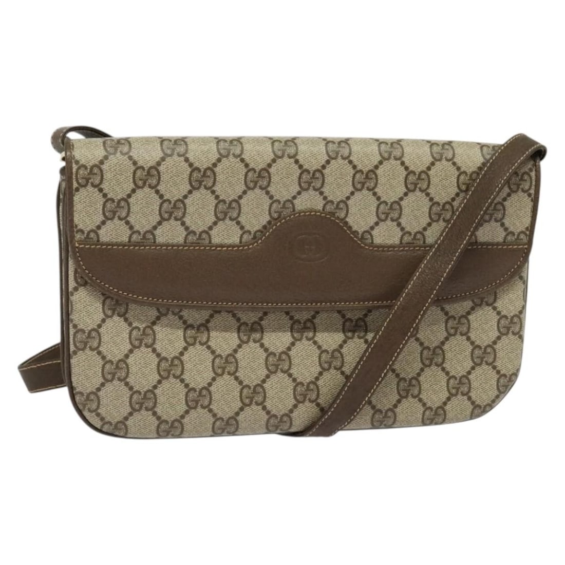 GUCCI 004 256 0024 GG Supreme PVC Leather Shoulder Bag Beige Gold: GUCCI 004 256 0024 GG Supreme PVC Leather Shoulder Bag Beige Gold Gucci shoulder bag in beige and gold GG canvas with PVC leather trim. Made in Italy, this women's bag has a slim profile and a shoulde