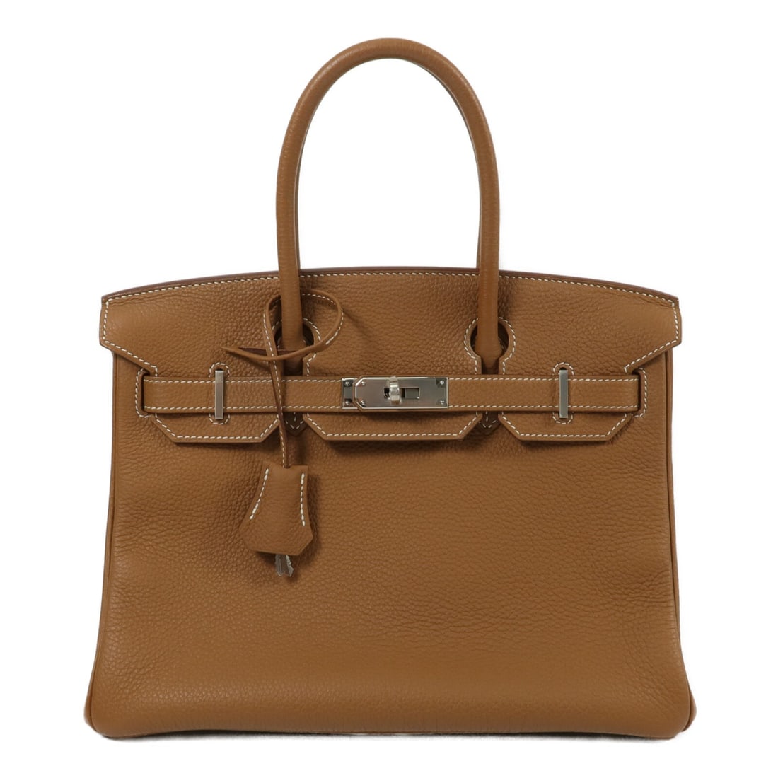 Hermes Birkin 30 Gold Togo Leather Handbag SHW: Hermes Birkin 30 Gold Togo Leather Handbag SHW This Hermes Birkin 30 handbag is crafted from Togo calfskin leather in a gold color, complemented by silver-tone hardware. Designed for women, it offers 