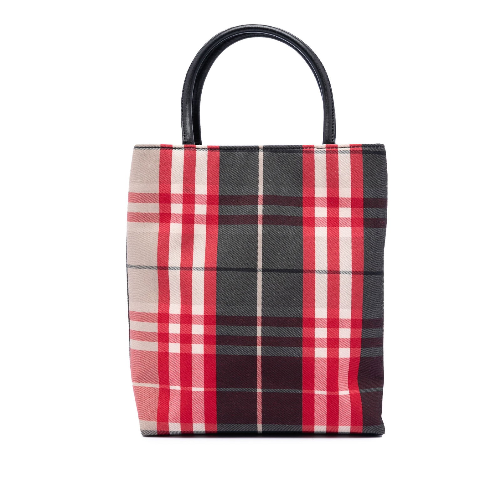 Burberry House Check Canvas Red Tote Bag: Burberry House Check Canvas Red Tote Bag This Burberry House Check Canvas Tote features a classic canvas body accented with rolled leather handles. The bag is designed with an open top secured by a ma