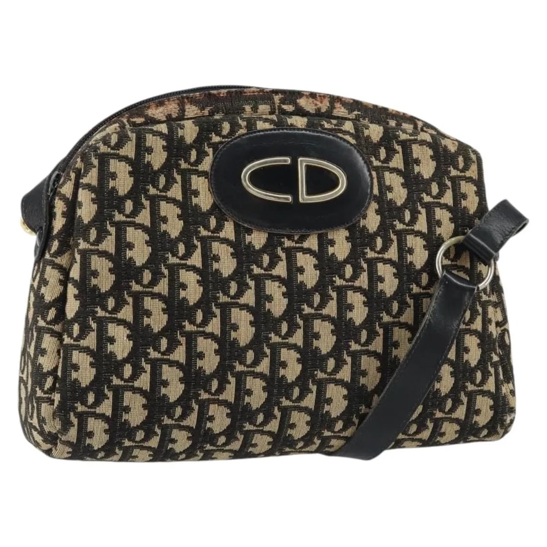 Christian Dior Vintage CD Trotter Black Canvas Shoulder Bag: Christian Dior Vintage CD Trotter Black Canvas Shoulder Bag This vintage Christian Dior CD Trotter shoulder bag for women is crafted from black canvas with leather accents. It features metal fittings 