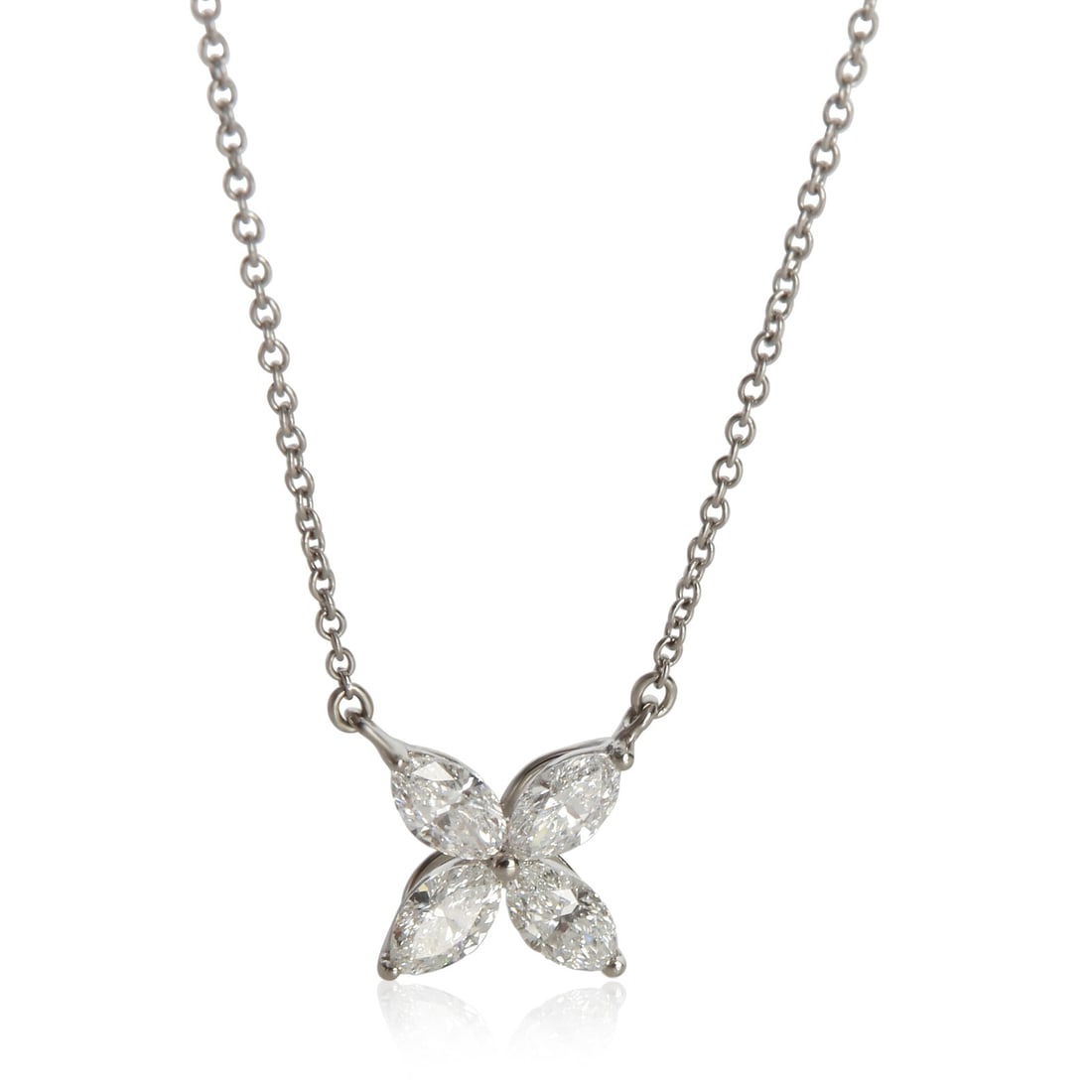 Tiffany & Co. Victoria platinum diamond pendant with box: Tiffany & Co. Victoria platinum diamond pendant with box This Tiffany & Co. Large Model Victoria pendant features a marquise-shaped design crafted in platinum with a total diamond weight of 0.81 carat