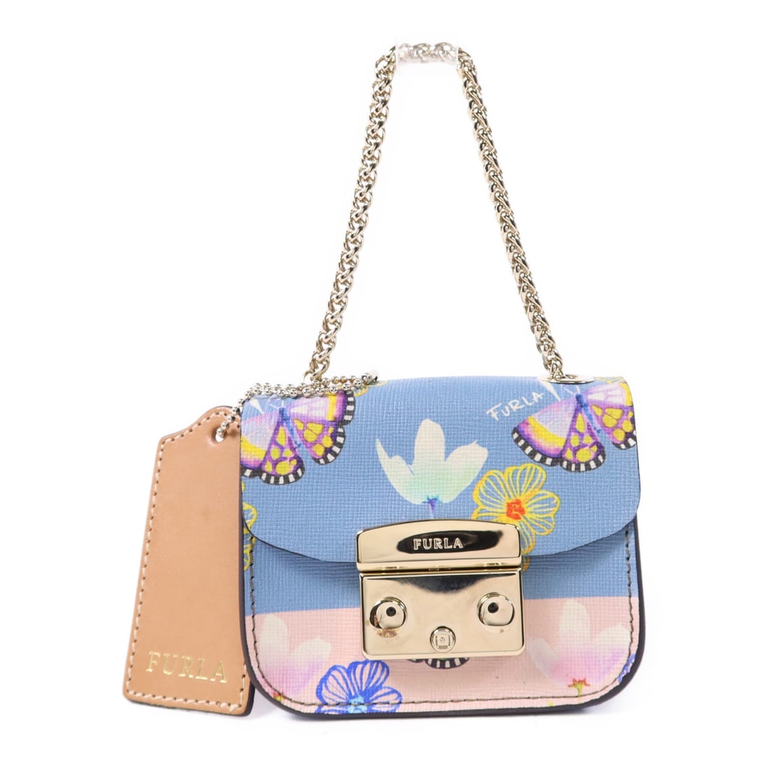 Furla Metropolis blue calfskin mini cosmetic handbag GHW: Furla Metropolis blue calfskin mini cosmetic handbag GHW This Furla Metropolis Mini Cosmetic Case Handbag is crafted from blue calfskin leather and features gold-tone hardware. Designed for women, it 