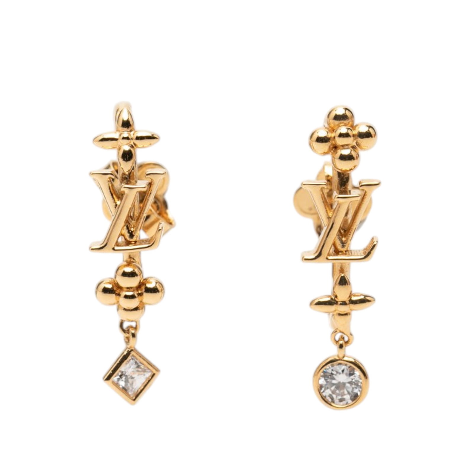 Louis Vuitton Strass LV In The Sky Gold Plated Earrings: Louis Vuitton Strass LV In The Sky Gold Plated Earrings These Louis Vuitton earrings feature a gold plated metal body adorned with rhinestones, offering a stylish and elegant accessory. Designed with 