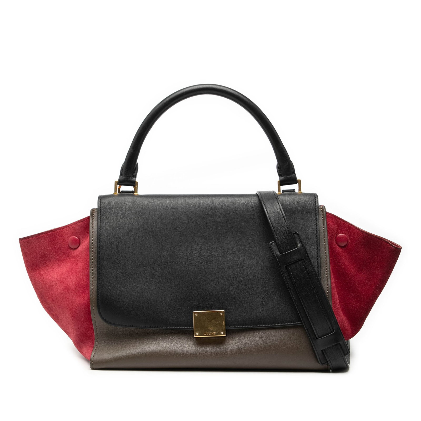 Small Tricolor Leather Trapeze Bag with Suede Sides by Celine (1 of 7)