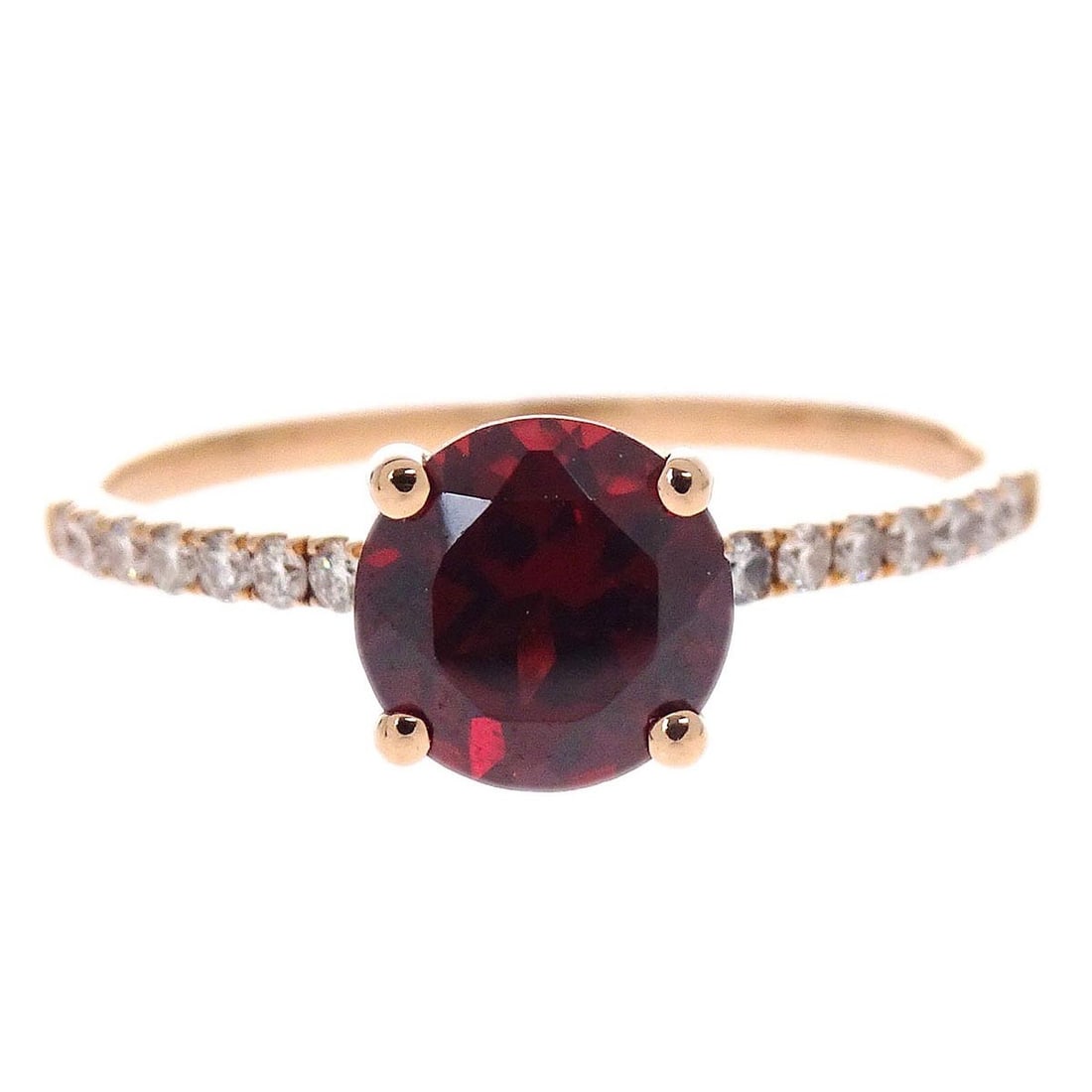 Vintage 18K Gold Ring Size 51 with Garnet and Diamond (1 of 4)