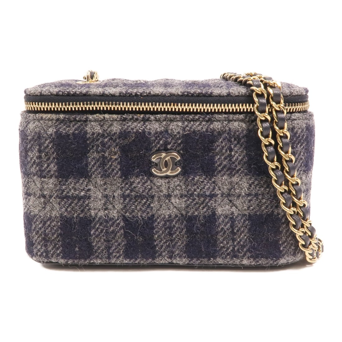 Chanel Navy Wool Vanity Chain Shoulder Bag with CC Gold Hardware (1 of 14)