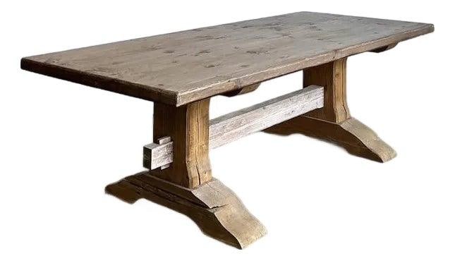 Solid Wood Harvest Dining Table Trestle Base 95.75 x 41 x 31 (1 of 10)