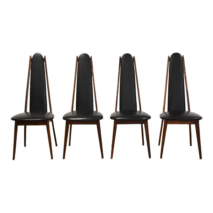 Mid-Century Modern Walnut Dining Chairs Set of 4 Adrian Pearsall Style: Mid-Century Modern Walnut Dining Chairs Set of 4 Adrian Pearsall Style Enhance your dining experience with this set of four mid-century modern walnut dining chairs, inspired by the iconic designs of A