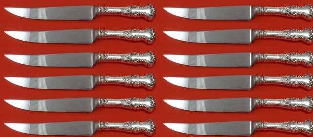 Gorham Cambridge Sterling Silver Steak Knife Set 12 Pieces 8.5 Inch (1 of 1)