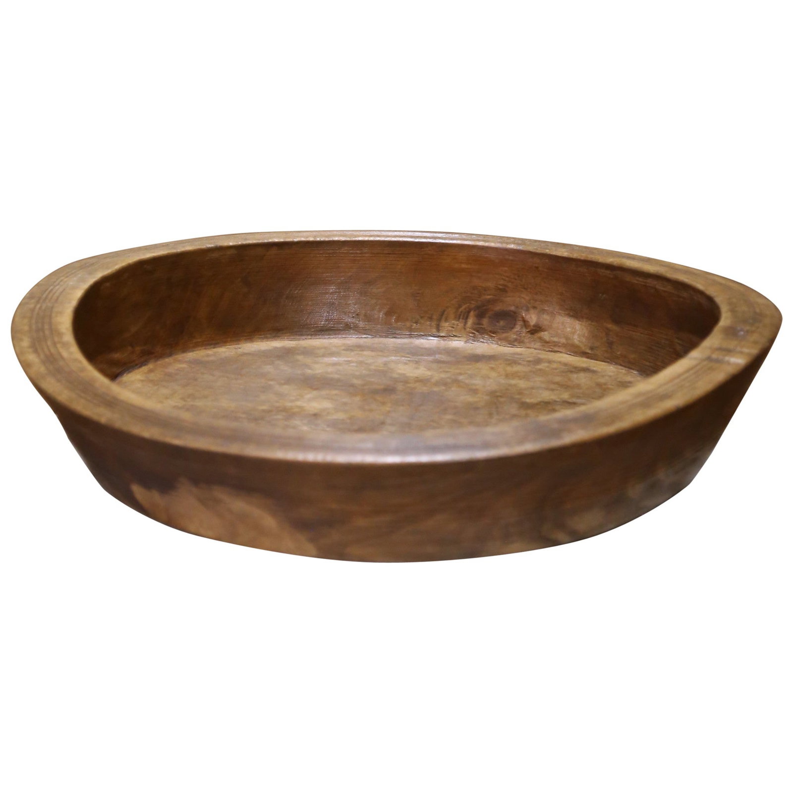 19th Century French Hand-Carved Elm Dough Bowl Rustic Fruit Basket: 19th Century French Hand-Carved Elm Dough Bowl Rustic Fruit Basket Experience the charm of the 19th century with this exquisite French hand-carved patinated elm dough bowl. Crafted circa 1890, this la