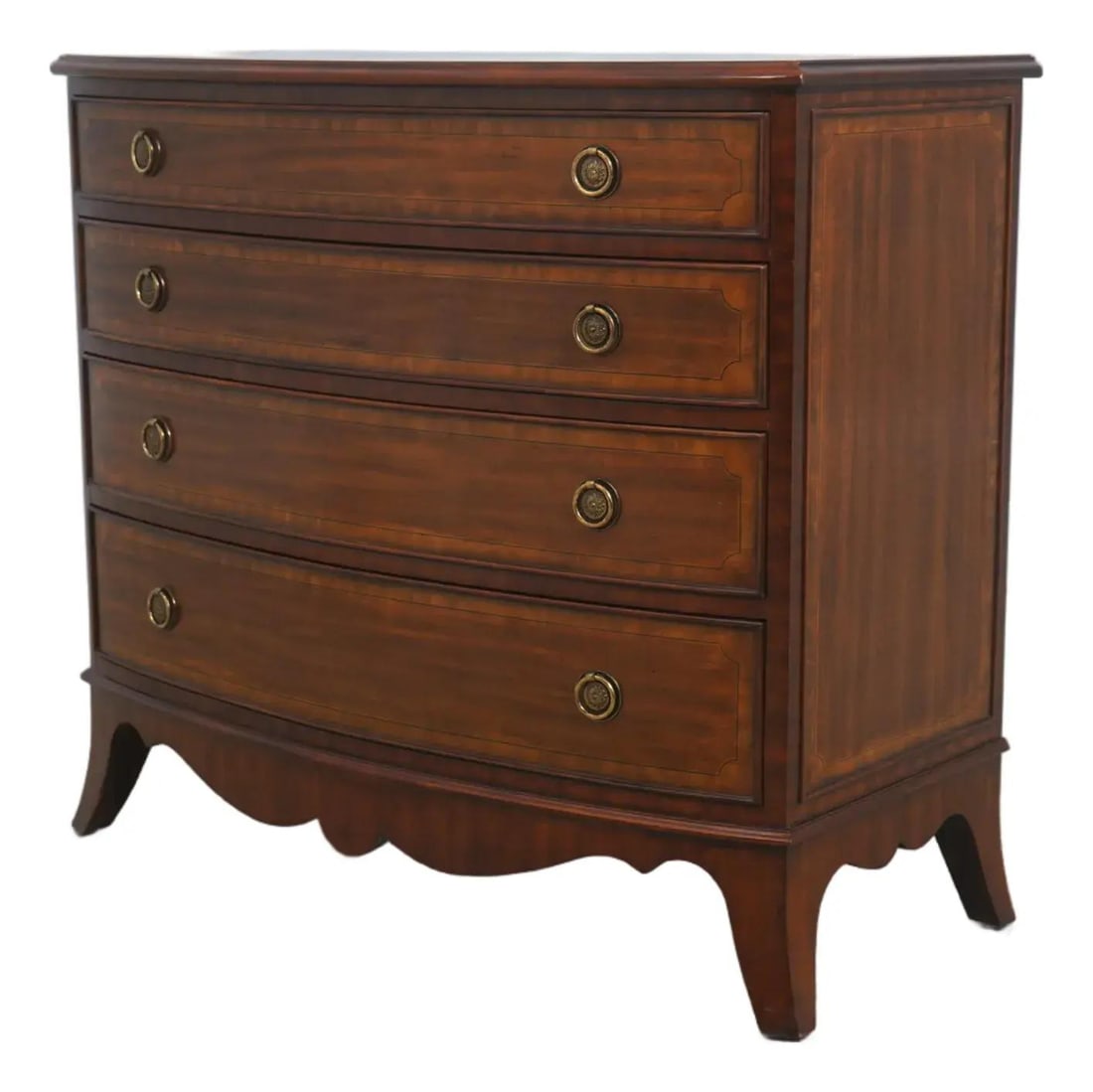 Maitland Smith Mahogany Bowfront Chest with Brass Hardware (1 of 10)