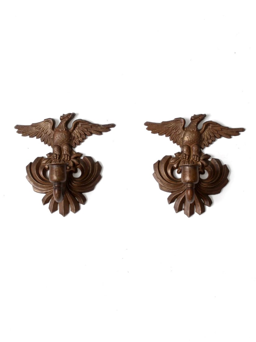 Vintage Federal Revival Eagle Cast Metal Wall Sconce Pair (1 of 12)