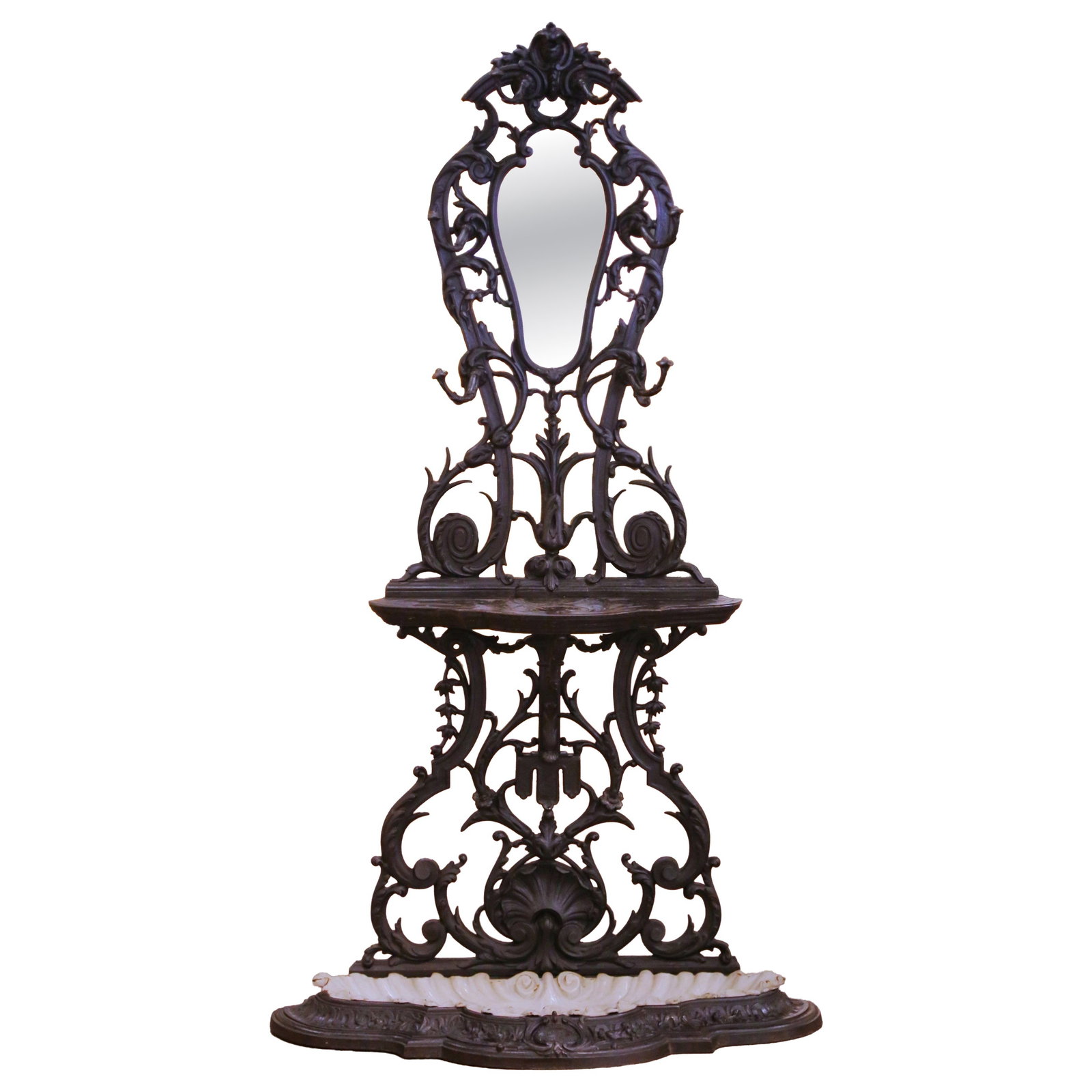 French Napoleon III Iron Hall Stand Mirror Corneau (1 of 12)