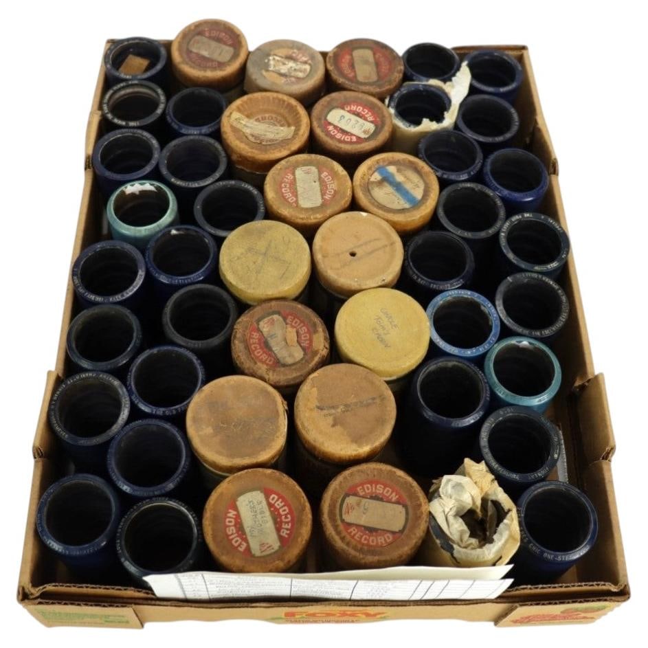 47 Edison Gold Mould phonograph cylinders set: 47 Edison Gold Mould phonograph cylinders set This is a set of 47 antique Edison Gold Mould Phonograph Cylinders dating from approximately 1902 to 1912. These early sound recordings were designed for