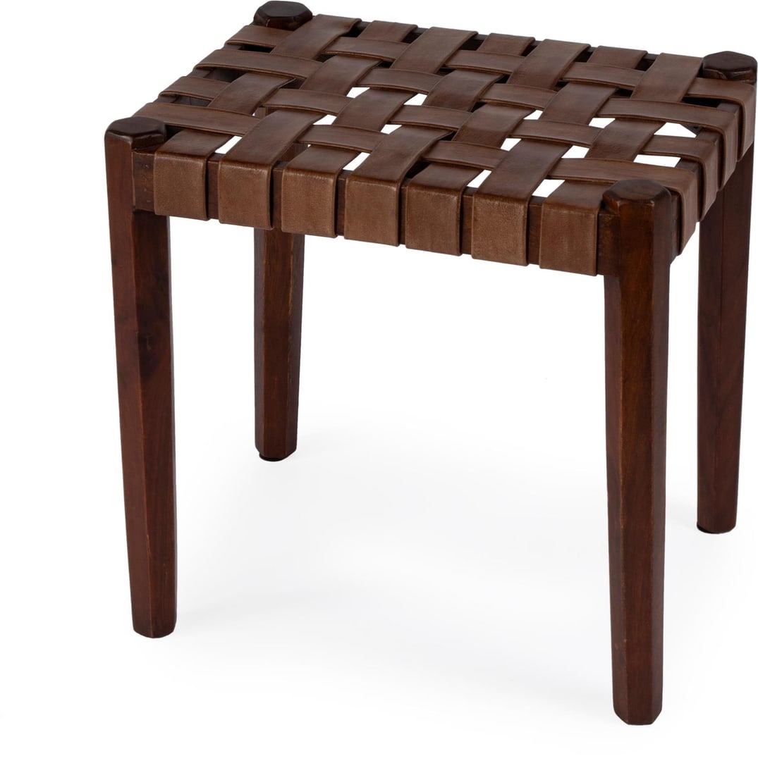 Butler Kerry Rustic Brown Leather Rectangle Stool (1 of 6)