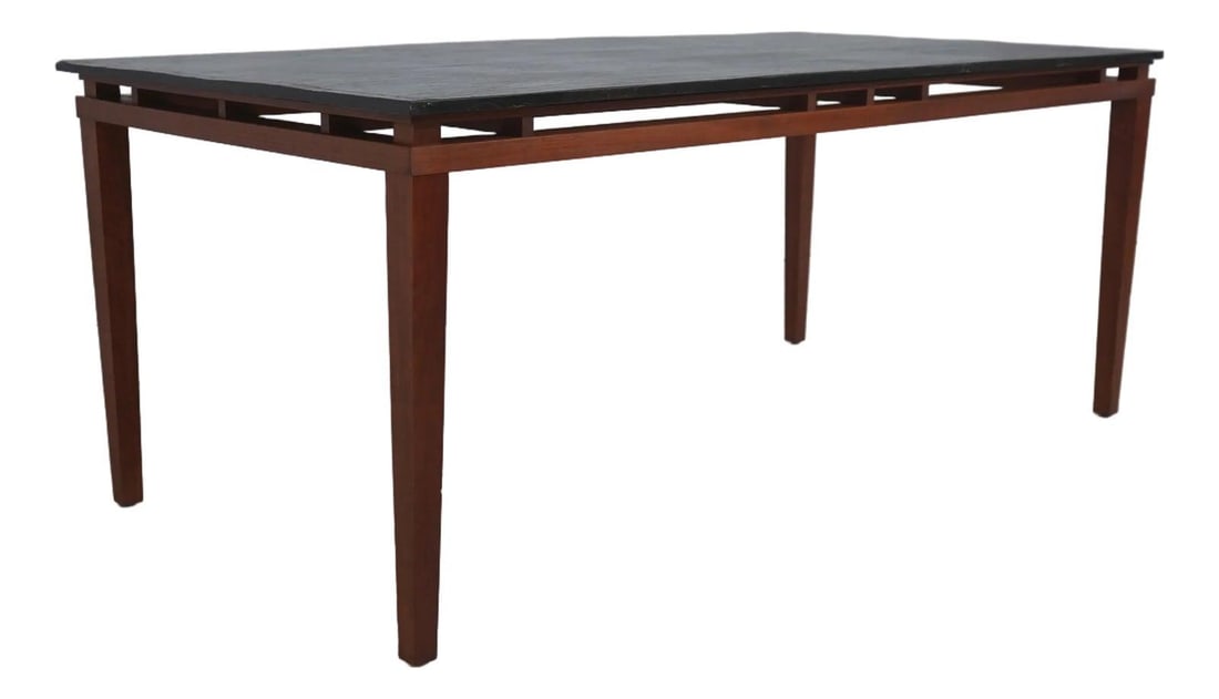72 Inch Cherry Wood Dining Table with Slate Removable Top (1 of 10)