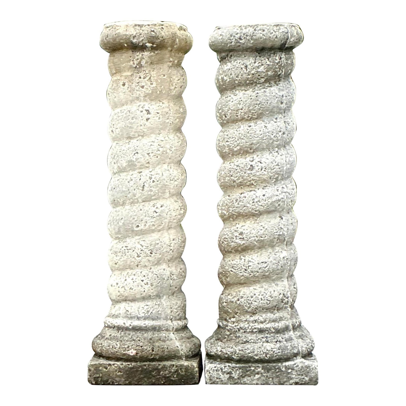 Pair of Vintage Regency Cast Concrete Spiral Columns 39.25" Tall (1 of 10)